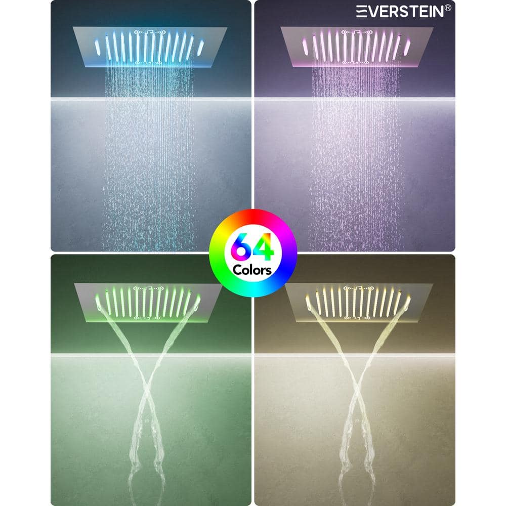 20" Brushed Nickel LED Ceiling Mount Shower System with Bluetooth