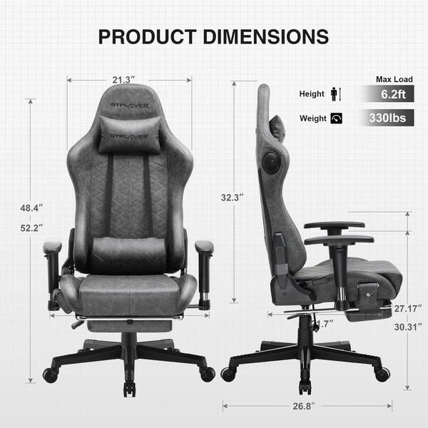 Dowinx Gaming Chair With Heated Massage Lumbar Support, Big And Tall Gaming Chair With Pocket Spring Cushion And Footrest,Ergonomic Gamer Chairs For