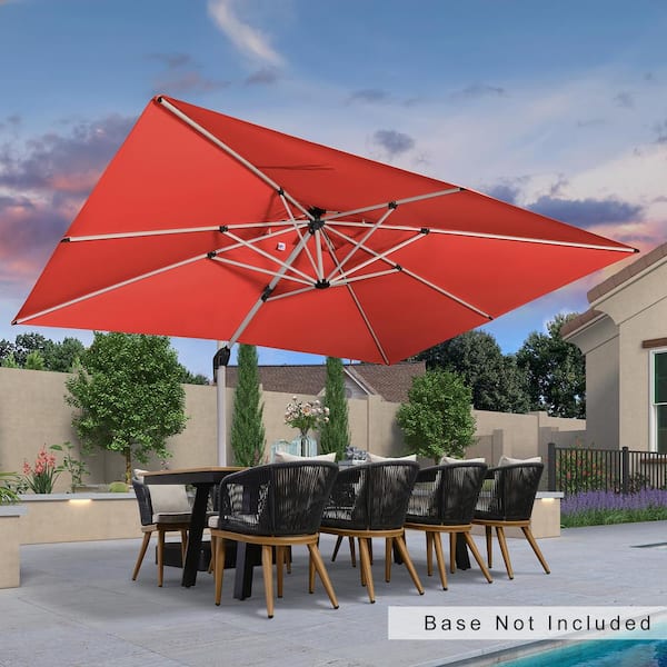 PURPLE LEAF 10 ft. x 13 ft. All-aluminum 360° Rotation Silvery Cantilever Outdoor Patio Umbrella in Terra with Beige Cover