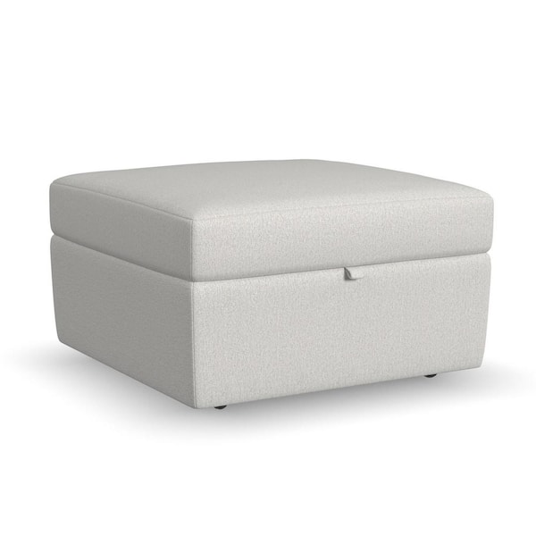 FLEXSTEEL Flex Frost Light Gray Live Smart Polyester Performance Fabric Square 31 in. Storage Ottoman