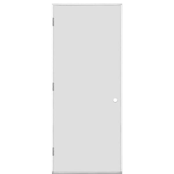 Masonite 32 in. x 80 in. Utility Flush Right-Hand Outswing Primed Steel Prehung Front Door with No Brickmold