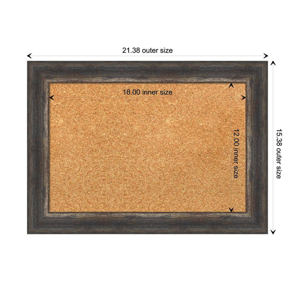 Natural Cork Board with Rustic Charred Wood Frame, 18x12