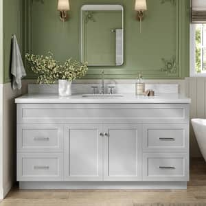 Hamlet 67 in. W x 22 in. D x 36 Single Sink Freestanding Bath Vanity in Grey with Carrara White Marble Top