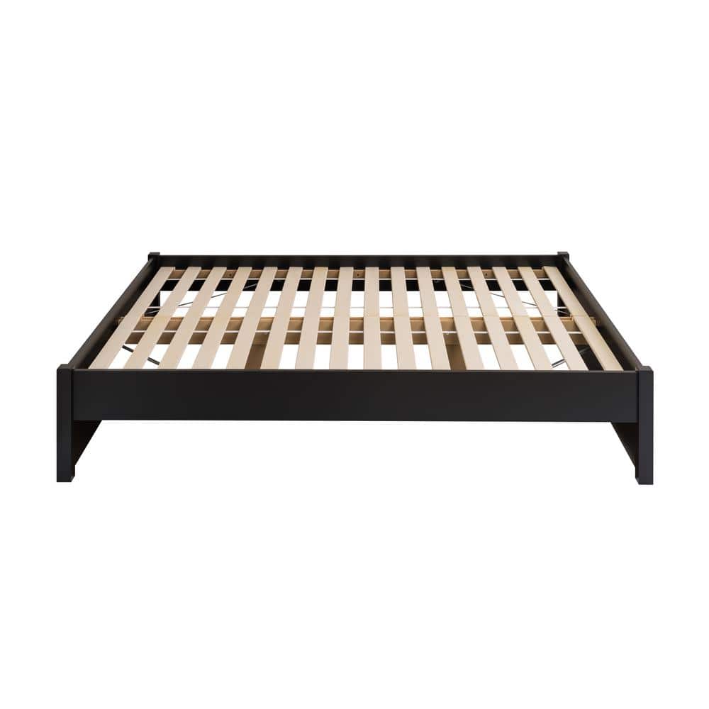 Deep Black Queen Platform Bed with Storage Drawers