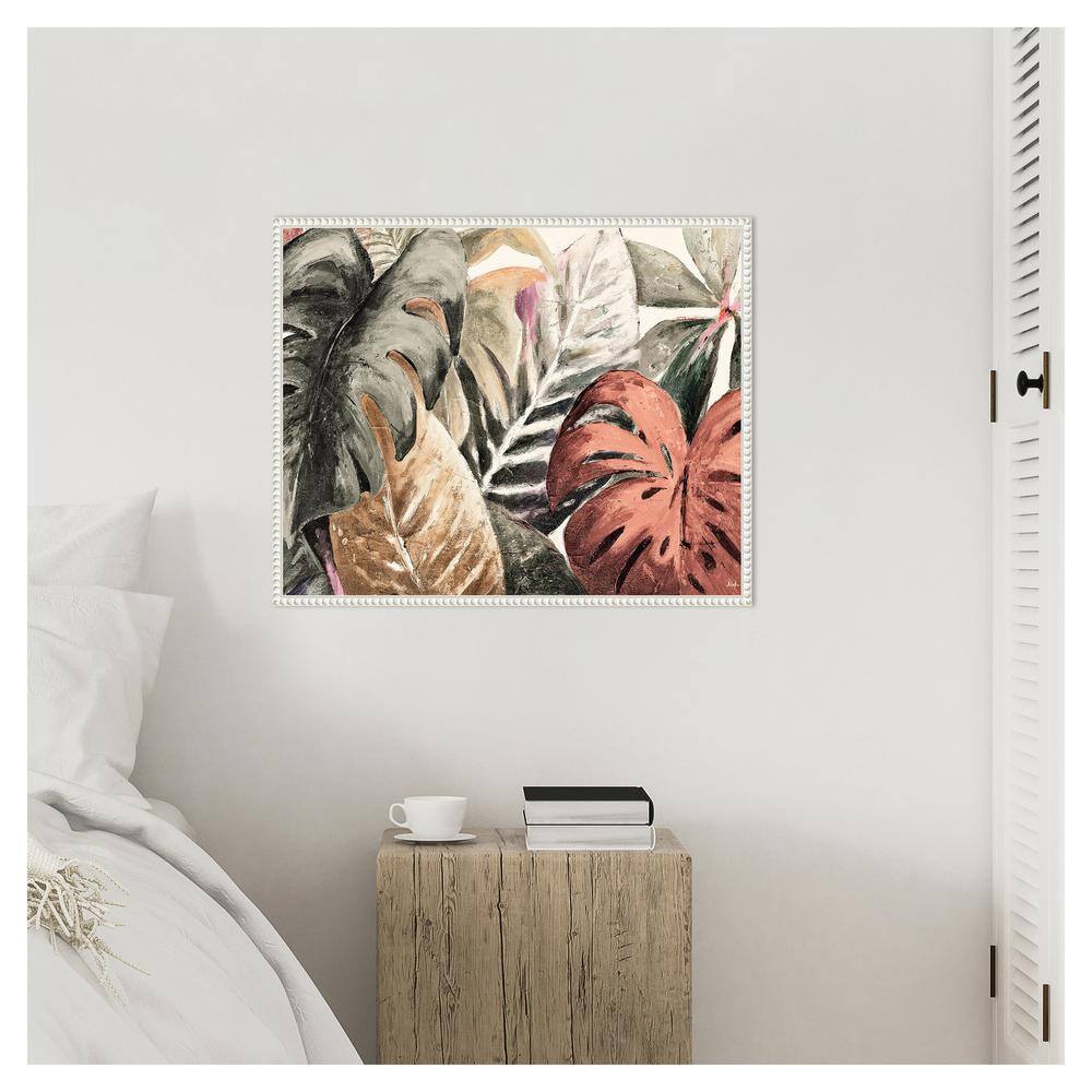 Beaded White Framed Botanical Canvas Wall Art