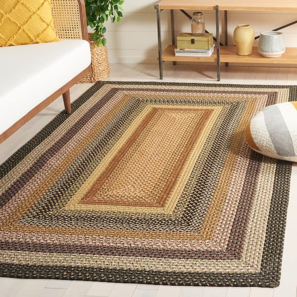 SAFAVIEH Braided Blue/Multi 6 ft. x 6 ft. Square Border Area Rug