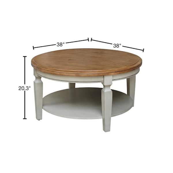 International Concepts Vista 38 in. Hickory Gray Round Wood Top Coffee Table with Shelf OT41 15CR