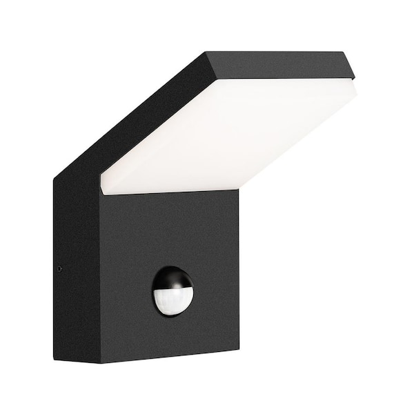 Amucolo Dark Gray Wall Light Outdoor Integrated LED Wall Mount Lamp Wall Sconce Lighting with Motion Sensor Lantern Fixture
