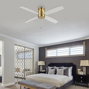 52 in. Gold Flush Mount DC Ceiling Fan without Lights, 4 Reversible Blades