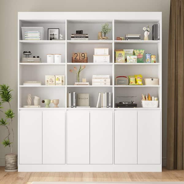 FUFU&GAGA White 78.7 in. H Accent Storage Cabinet, Office Storage Cabinet, Sideboard, Bookcase with 15-Sheleves and 6-Doors