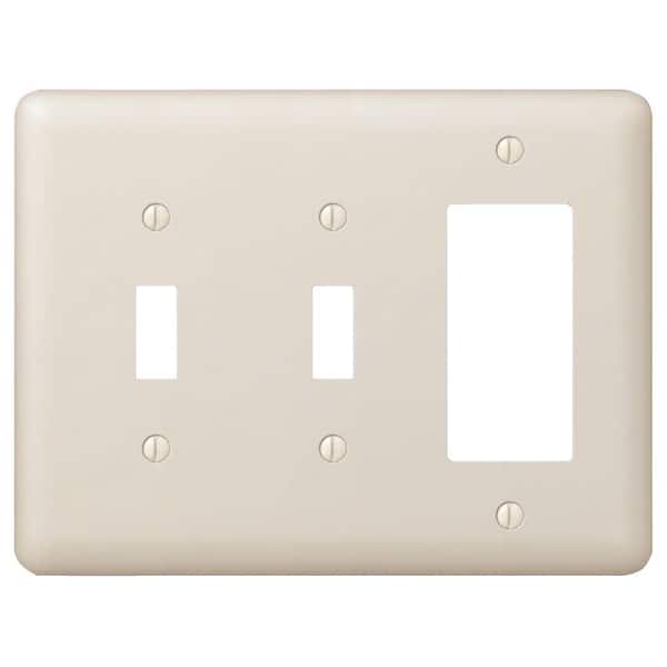 AMERELLE Declan 3 Gang 2-Toggle and 1-Rocker Steel Wall Plate - Almond
