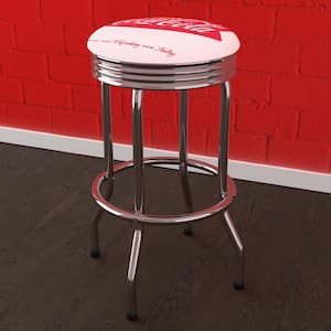 Coca-Cola Ice Cold Design 29 in. Red Backless Metal Bar Stool with Vinyl Seat