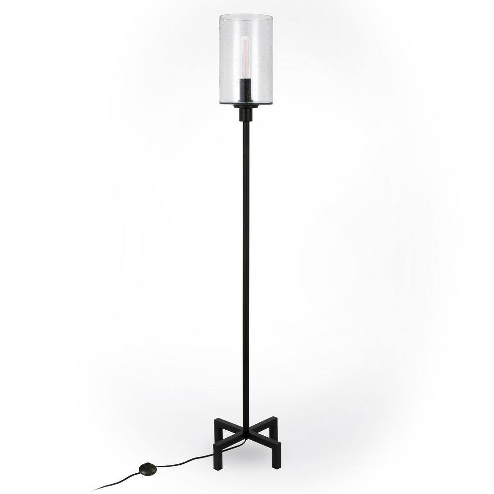 Panos 66" Industrial Bronze Floor Lamp with Seeded Glass Shade