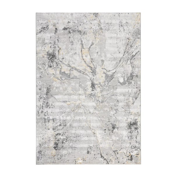 Luxe Opaline Bold Marble  8 ft. x 10 ft. Charcoal Grey Area Rug