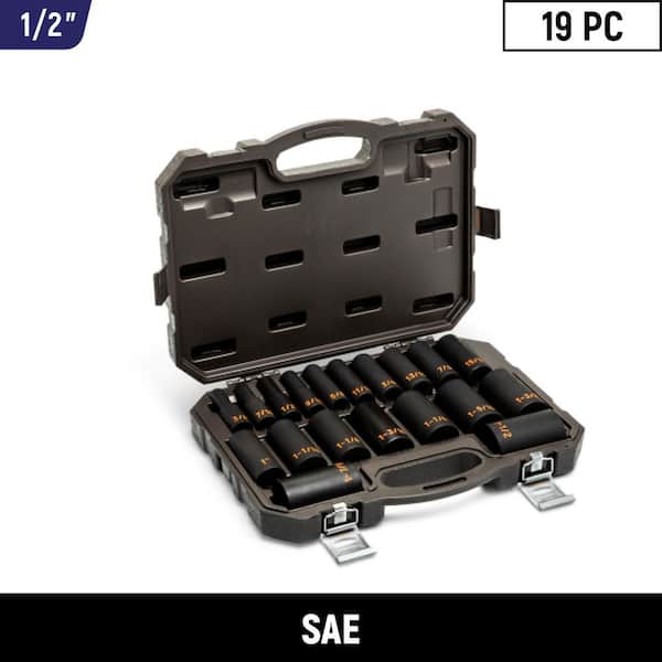1/2 in. Drive 6-Point SAE Hi-Viz Deep Impact Socket Set (19-Piece)