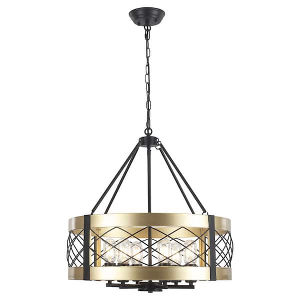 ZJVAIVE 6-Light Black and Gold Modern Hanging Linear Island Chandelier Lighting Fixture for Dining Room Kitchen Island