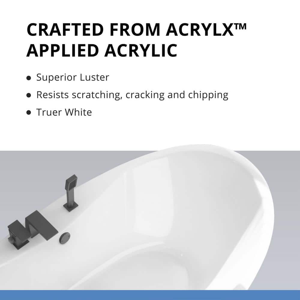 Caspian 66" White Acrylic Freestanding Bathtub
