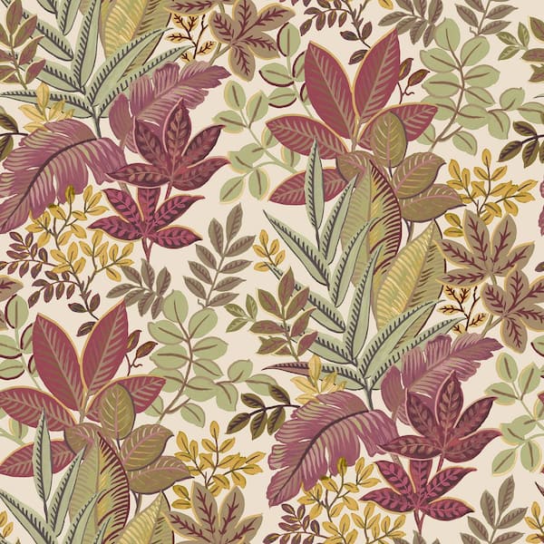 Unbranded Into The Wild Red Metallic Leaf Foliage Non-Pasted Non-woven Paper Wallpaper Roll