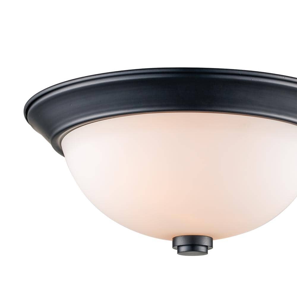 Mod Pod 13" Black Frosted Glass Bowl Flush Mount Ceiling Light