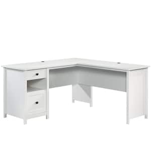 County Line 61.26 in. L-Shaped Soft White Computer Desk with File Storage