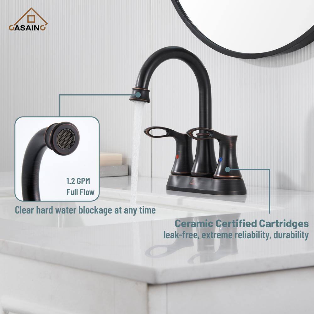 Oil Rubbed Bronze 4-Inch Double Handle Bathroom Faucet Kit