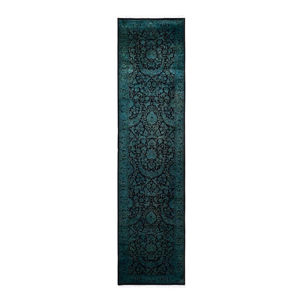 Solo Rugs Blue 2 ft. 7 in. x 10 ft. 5 in. Fine Vibrance One-of-a-Kind Hand-Knotted Area Rug