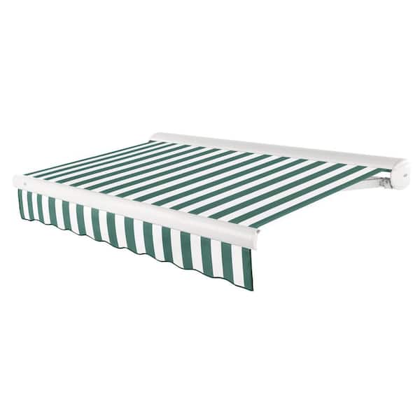 AWNTECH 24 ft. Key West Left Motor Retractable Awning with Cassette (120 in. Projection) Forest/White