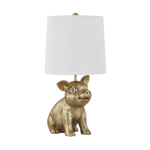23.5 in. Antiqued Novelty Table Lamp with White Linen
