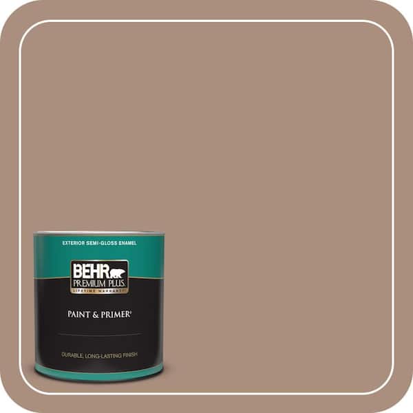 BEHR PREMIUM PLUS 1 qt. #BNC-13 Cozy Cocoa Semi-Gloss Enamel Exterior Paint & Primer