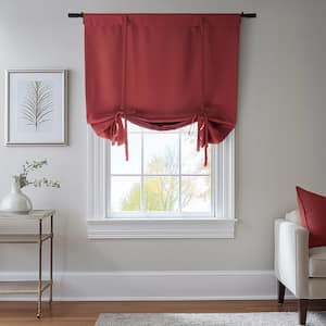 Brick Red 46 in. W x 63 in. L Rod Pocket Room Darkening Tie-Up Window Shade (Single Panel)