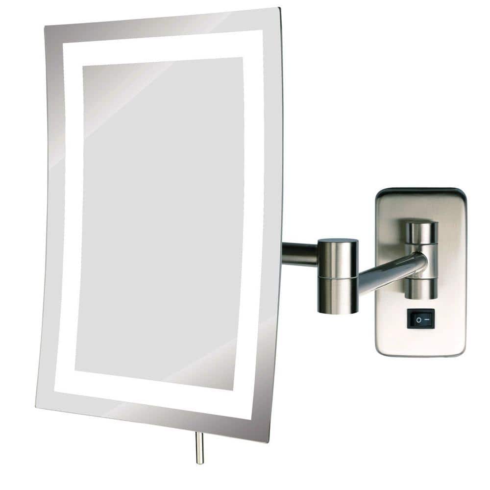 SEE ALL in. x in. Frameless Wall Mounted LED Lighted Single 5X Makeup  Mirror in Nickel HLEDNSA69 The Home Depot