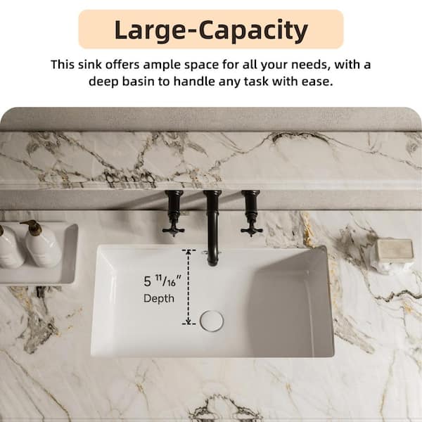 Los Flexi 28 in. Rectangular Undermount Bathroom Sink, White