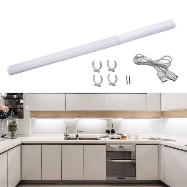 18 in.Battery Operated LED White Rechargeable Plug-In Under Cabinet Light Bar 6000K for Kitchen Closet or Workspace
