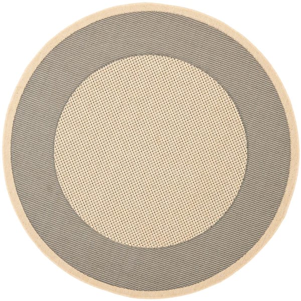 Courtyard Gray/Cream 7 ft. x 7 ft. Round Border Indoor/Outdoor Patio  Area Rug