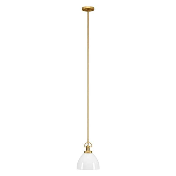 Meyer&Cross Rockwell 1-Light Brass Pendant with White Milk Glass Shade