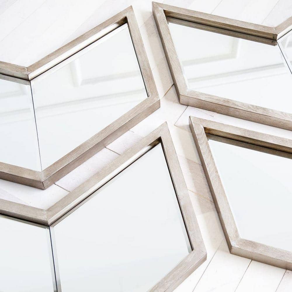 Brown Rectangular Wood Frame Wall Mirror