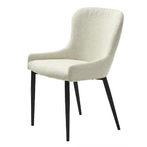 Brigitte Off White Boucle Chairs with Black Steel Legs (set of 2)