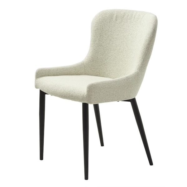 Unbranded Brigitte Off White Boucle Chairs with Black Steel Legs (set of 2)