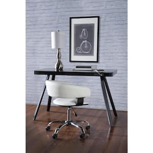 Dorian Faux Leather seat Adjustable Height Drafting Chair 24 in. White
