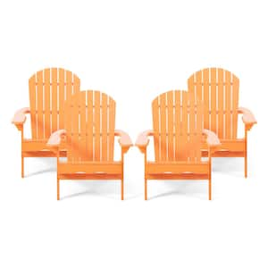 Malibu Tangerine Folding Wood Outdoor Patio Lounge Chair (4-Pack)