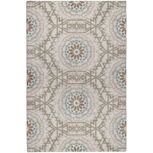 Dream Shag Premium Machine Washable Abstract ADS619 Beige 10 ft. x 14 ft. Area Rug