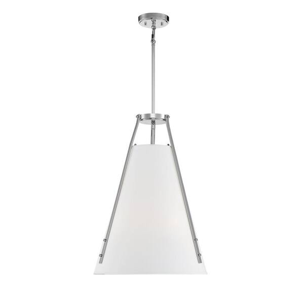 Savoy House Newport 4-Light Polished Nickel Pendant Chandelier with Fabric Shades