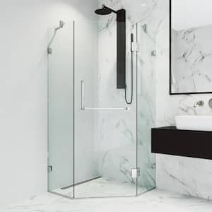 Piedmont 38 in. L x 38 in. W x 73 in. H Frameless Pivot Neo-angle Shower Enclosure in Chrome with 3/8 in. Clear Glass