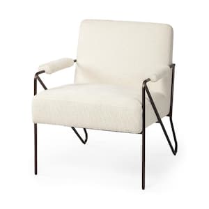 Vicunya Off White Fabric Wrap Metal Frame Accent Chair