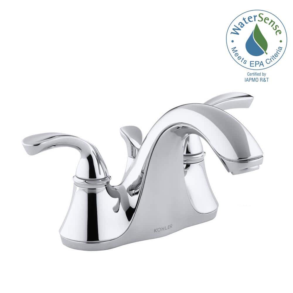 Elegant Forte Polished Chrome 4" Centerset Double-Handle Bathroom Faucet
