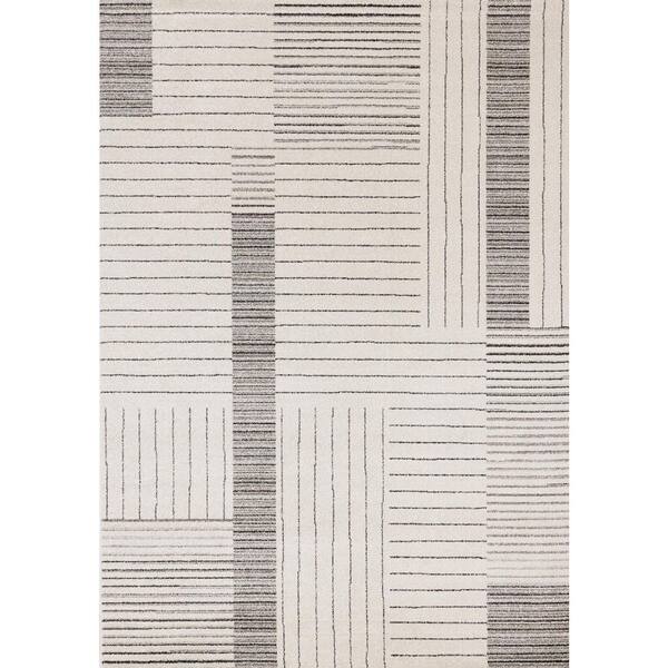 Black 5 x 8 ft. Woven Striped Rectangle Indoor Area Rug