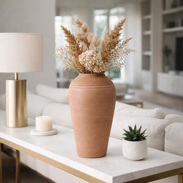 Sagebrook Home 16 x 9 in. Terracotta Ribbed Floor Vase Natural