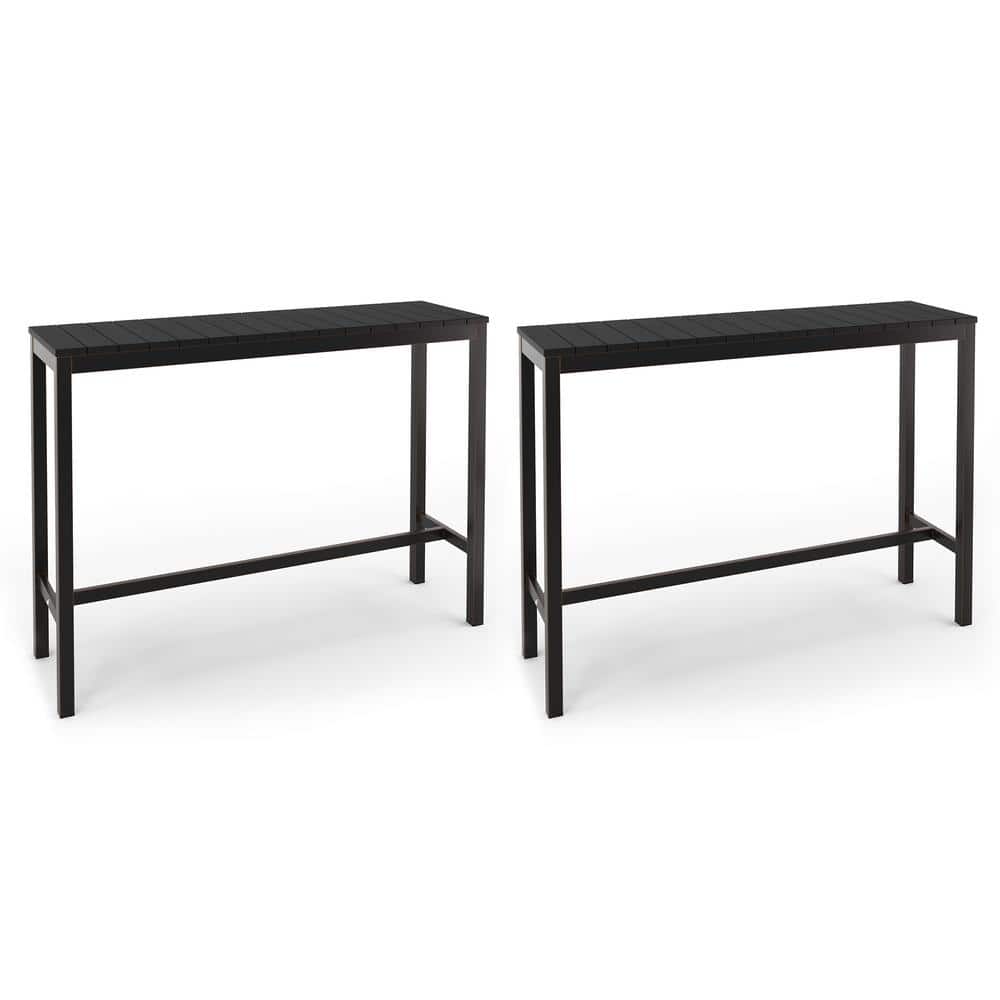Humphrey 55 in. Black Plastic HDPS Outdoor Bar Table Patio Waterproof Pub Height Dining Table For Balcony Indoor 2-pack price history on PriceWatchPro