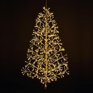 4 ft. 496L Artificial Christmas Tree Cluster Light Warm White for Home Garden Decoration Gold