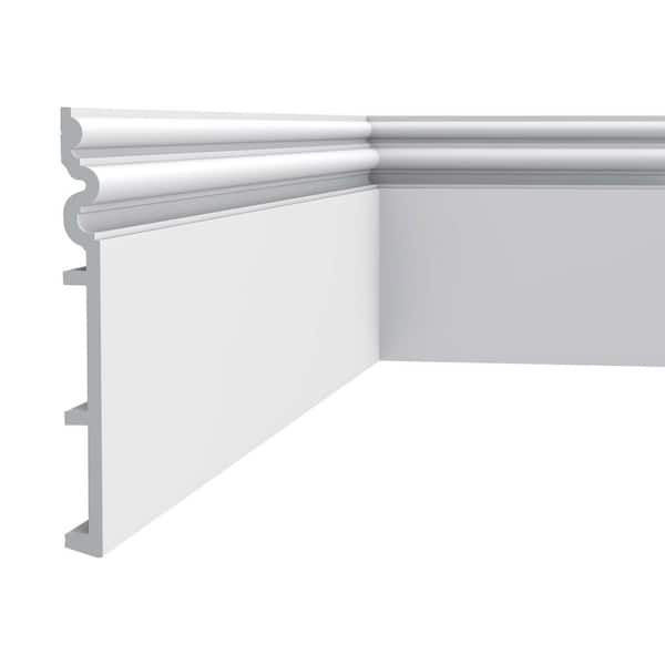 ORAC DECOR 7/8 in. D x 9-7/8 in. W x 78-3/4 in. L Primed White High Impact Polystyrene Baseboard Moulding (1-Pack)